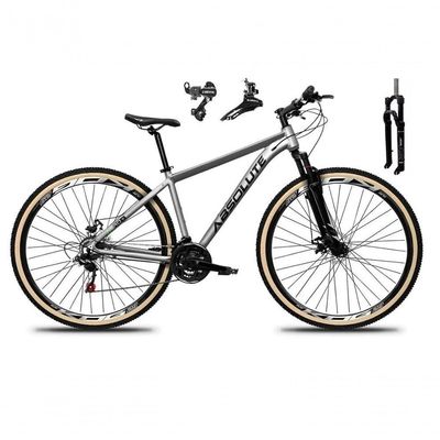 Bicicleta Aro 29 Absolute Nero 5 Câmbios Shimano 24v Alumínio Garfo Com Trava Mountain Bike cinza