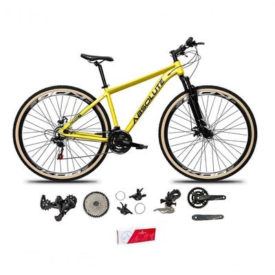 Bicicleta Aro 29 Absolute Nero 5 Alumínio 2x9 Freios Hidráulicos K7 Garfo Com Trava 18v Mtb amarelo