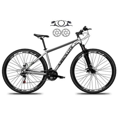 Bicicleta Aro 29 Absolute Nero 5 Alumínio 21v Freio Hidráulico Garfo Suspensão Mountain Bike cinza