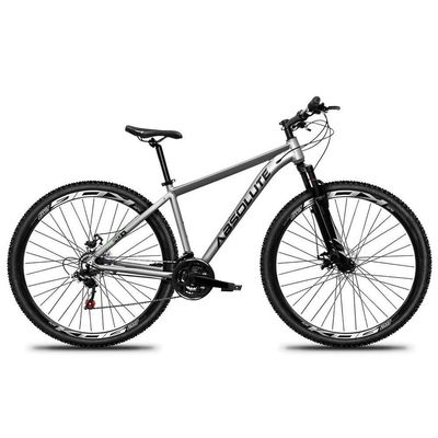 Bicicleta Aro 29 Absolute Nero 5 Alumínio 21v Freio A Disco Garfo Suspensão Mountain Bike cinza