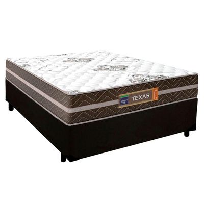 Cama Box Casal Suede + Colchão Molas Ensacadas Texas Prime Colchões 138x188x64cm Preto