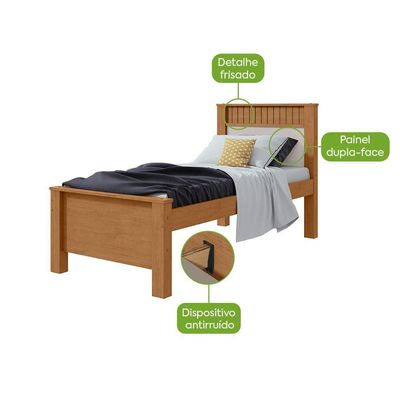 Cama Solteiro Athenas - Lopas Amendoa Clean/off White