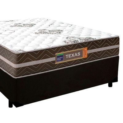 Cama Box Casal Suede + Colchão Molas Ensacadas Texas Prime Colchões 138x188x64cm Preto