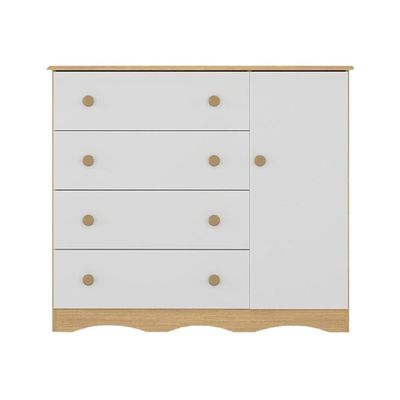 Cômoda Infantil 95cm 1 Porta E 4 Gavetas Realeza Multimóveis Mp4454 Madeiradobranco Madeiradobranco