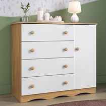 Cômoda Infantil 95cm 1 Porta E 4 Gavetas Realeza Multimóveis Mp4454 Madeiradobranco Madeiradobranco