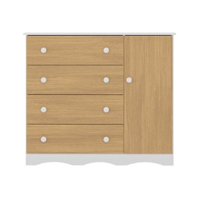 Cômoda Infantil 95cm 1 Porta E 4 Gavetas Realeza Multimóveis Mp4454 Brancomadeirado Brancomadeirado