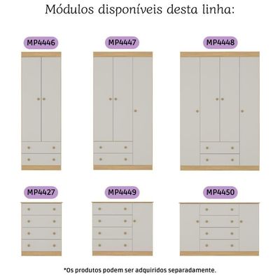 Cômoda Infantil 65cm Com 4 Gavetas Encanto Multimóveis Mp4427 Madeiradooff White Madeiradooff White