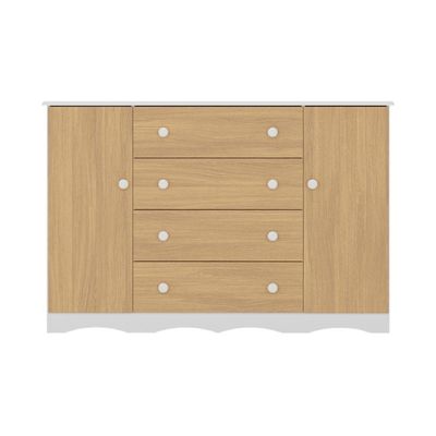 Cômoda Infantil 125cm 2 Portas E 4 Gavetas Realeza Multimóveis  Brancomadeirado