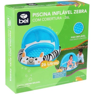 Piscina Infantil Inflável Zebra Bel 26 Litros Proteção Uv