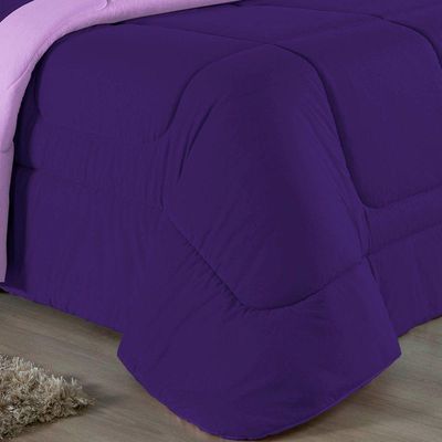 Kit Edredom Dupla Face + Jogo De Lençol Casal Nobre 7 Peças Malha 100% Algodão - Roxo / Lilás
