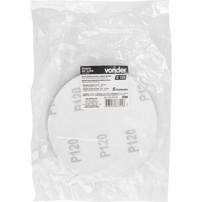 Jogo Disco De Lixa 4.1/2'' 115mm G120 Pluma 5pcs Vonder