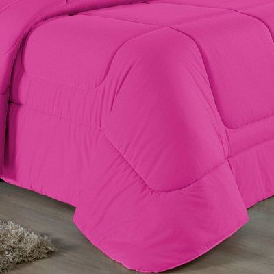 Kit Edredom Dupla Face + Jogo De Lençol Casal Nobre 7 Peças Malha 100% Algodão - Pink
