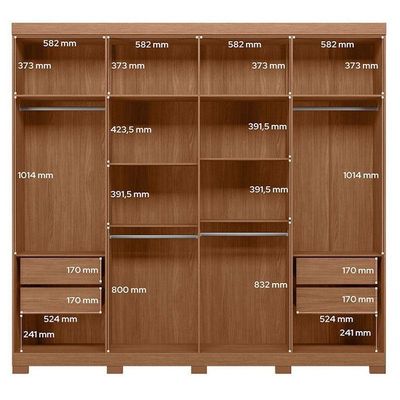 Guarda Roupa Casal 8 Portas 4 Gavetas Master New Jatobá Acetinado Com Pés - Santos Andirá