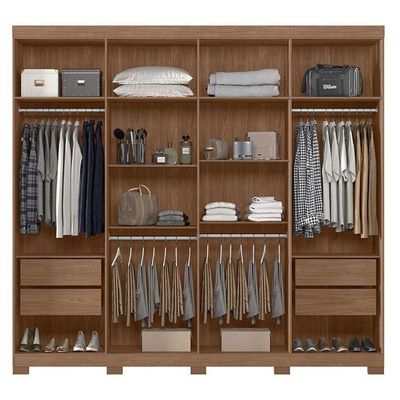 Guarda Roupa Casal 8 Portas 4 Gavetas Master New Jatobá Acetinado Com Pés - Santos Andirá