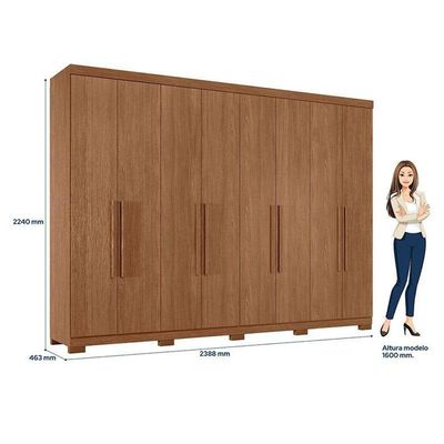 Guarda Roupa Casal 8 Portas 4 Gavetas Master New Jatobá Acetinado Com Pés - Santos Andirá