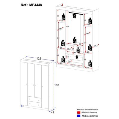 Guarda-roupa Infantil 122cm 4 Portas E 2 Gavetas Encanto Multimóveis Mp4448 Branco Branco