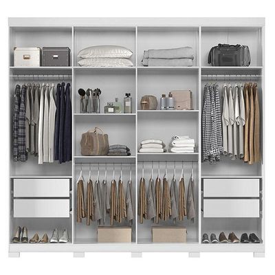 Guarda Roupa Casal 8 Portas 4 Gavetas Master New Branco Brilho Com Pés - Santos Andirá