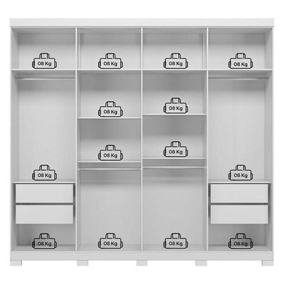 Guarda Roupa Casal 8 Portas 4 Gavetas Master New Branco Brilho Com Pés - Santos Andirá