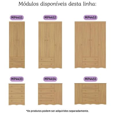 Cômoda Infantil 95cm 1 Porta E 4 Gavetas Realeza Multimóveis Mp4454 Madeirado Madeirado