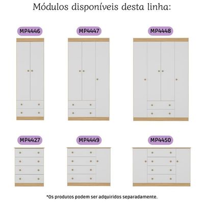 Cômoda Infantil 65cm Com 4 Gavetas Encanto Multimóveis Mp4427 Madeirado/branco Madeirado/branco