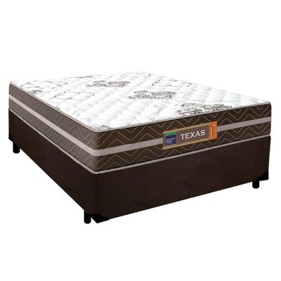 Cama Box Casal Suede + Colchão Molas Ensacadas Texas Prime Colchões 138x188x64cm Marrom