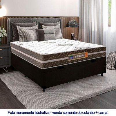 Cama Box Baú Casal Suede + Colchão Molas Ensacadas Texas Prime Colchões 138x188x66cm Preto