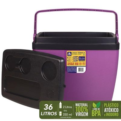 Caixa Térmica 36 Litros Açaí E Preta Bel Eps