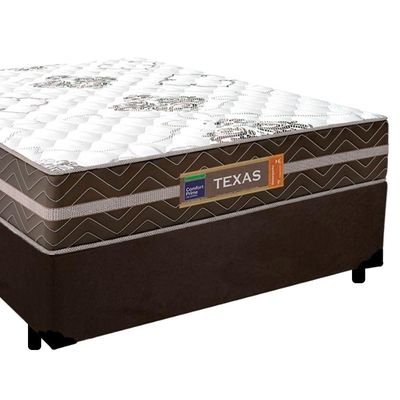 Cama Box Casal Suede + Colchão Molas Ensacadas Texas Prime Colchões 138x188x60cm Marrom