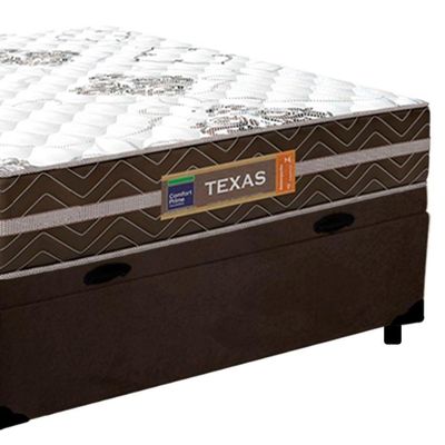 Cama Box Baú Casal Suede + Colchão Molas Ensacadas Texas Prime Colchões 138x188x63cm Marrom