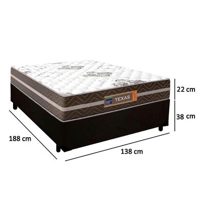 Cama Box Casal Suede + Colchão Molas Ensacadas Texas Prime Colchões 138cm Preto