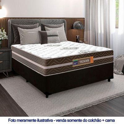 Cama Box Casal Suede + Colchão Molas Ensacadas Texas Prime Colchões 138cm Preto