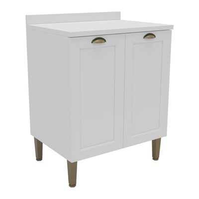 Balcão De Cozinha Americana Com Tampo 70cm 2 Portas Multimóveis Cr20485 Branco Branco