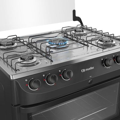 Fogao 5bcs Mesa Inox Mfi5bb Mueller Preto Bivolt