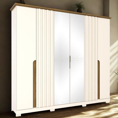 Guarda Roupa Casal 6 Portas 256 Cm Napoli Nature Off White Henn Nature Off White