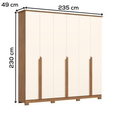 Guarda Roupa Casal 6 Portas 235 Cm Andreas Nature Off White Henn Nature Off White