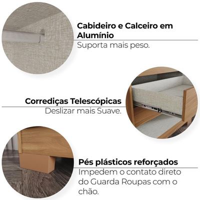 Guarda Roupa Casal 6 Portas 235 Cm Andreas Nature Off White Henn Nature Off White