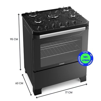 Fogão Itatiaia Itamaster 5 Bocas Preto Bivolt