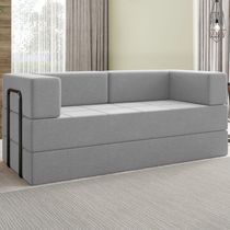 Sofa Cama Modular 2 Lugares 160 Cm Monaco Linho Cinza Vconcept Cinza