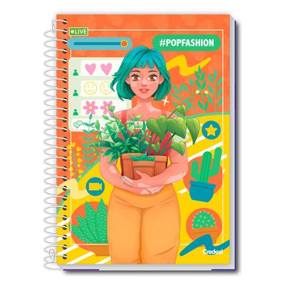 Caderno Universitário Feminino Pop Fashion 160F/10 Matérias Credeal UNICA