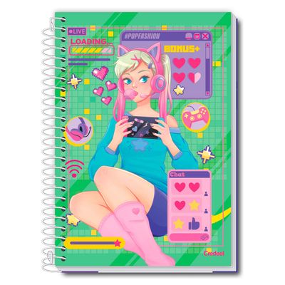 Caderno Universitário Feminino Pop Fashion 160F/10 Matérias Credeal UNICA
