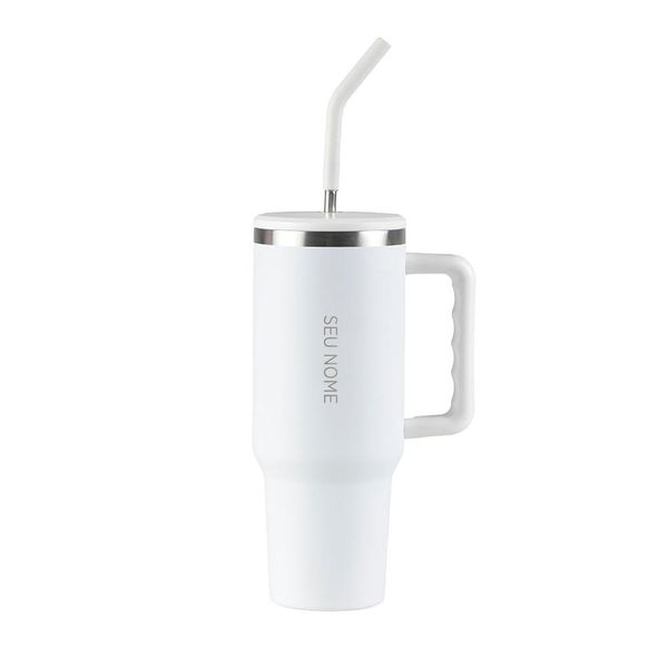 Copo Térmico com Canudo Dual 1,2L Branco U / Branco