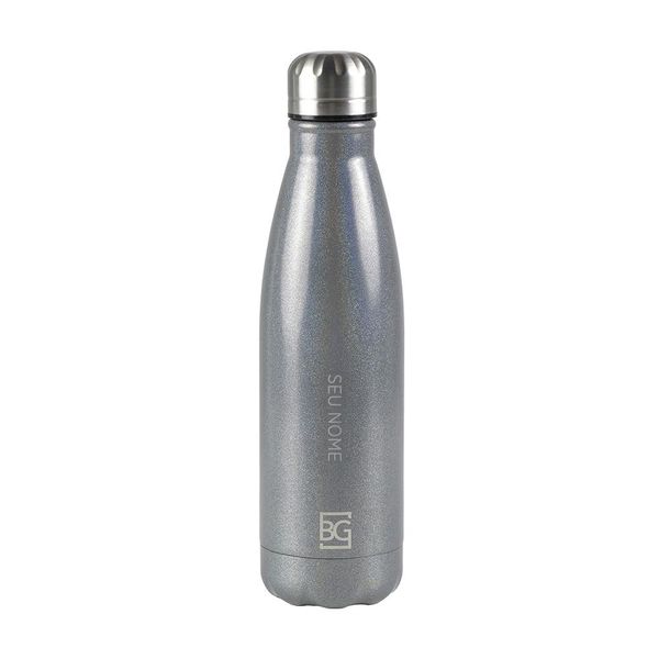 Garrafa Térmica Glitter Dual 500ml Onix U / Cinza