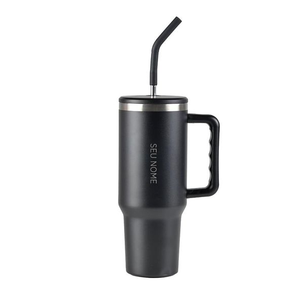 Copo Térmico com Canudo Dual 1,2L Preto U / Preto