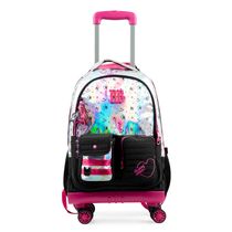 Kit Mochila de 4 Rodinhas + Lancheira Térmica Feminina Rebecca BonBon Preta
