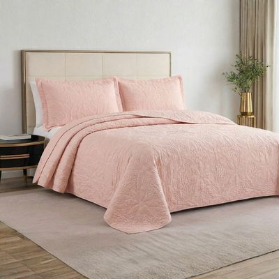 Kit Cobre Leito Colcha Charlote Solteiro 2 Peças Dupla Face Liso Classic - Rose - 100% Poliéster