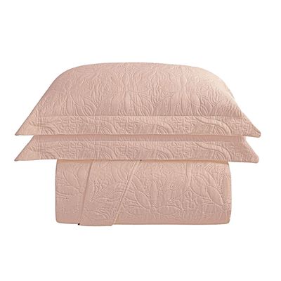 Kit Cobre Leito Colcha Charlote Solteiro 2 Peças Dupla Face Liso Classic - Rose - 100% Poliéster