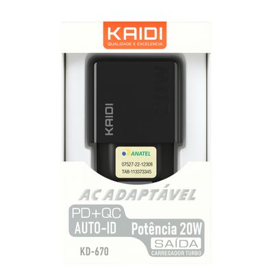 Carregador Preto Universal / Fonte Turbo Bivolt com Cabo USB-C Rápido