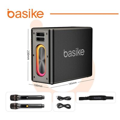 Caixa De Som Bluetooth  Karaokê Rgb 120W  Com 2 Microfones Sem Fio  Basike