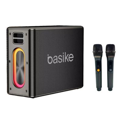 Caixa De Som Bluetooth  Karaokê Rgb 120W  Com 2 Microfones Sem Fio  Basike