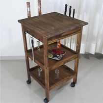 Carrinho de Churrasco Mesa Gourmet Bistrô Churrasqueira W02 Madeira Maciça Imbuia - Lyam Decor